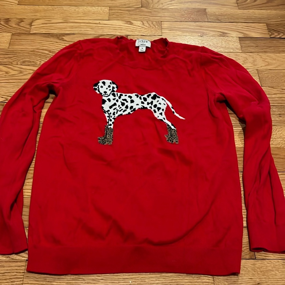 JCrew teddie sweater Dalmatian